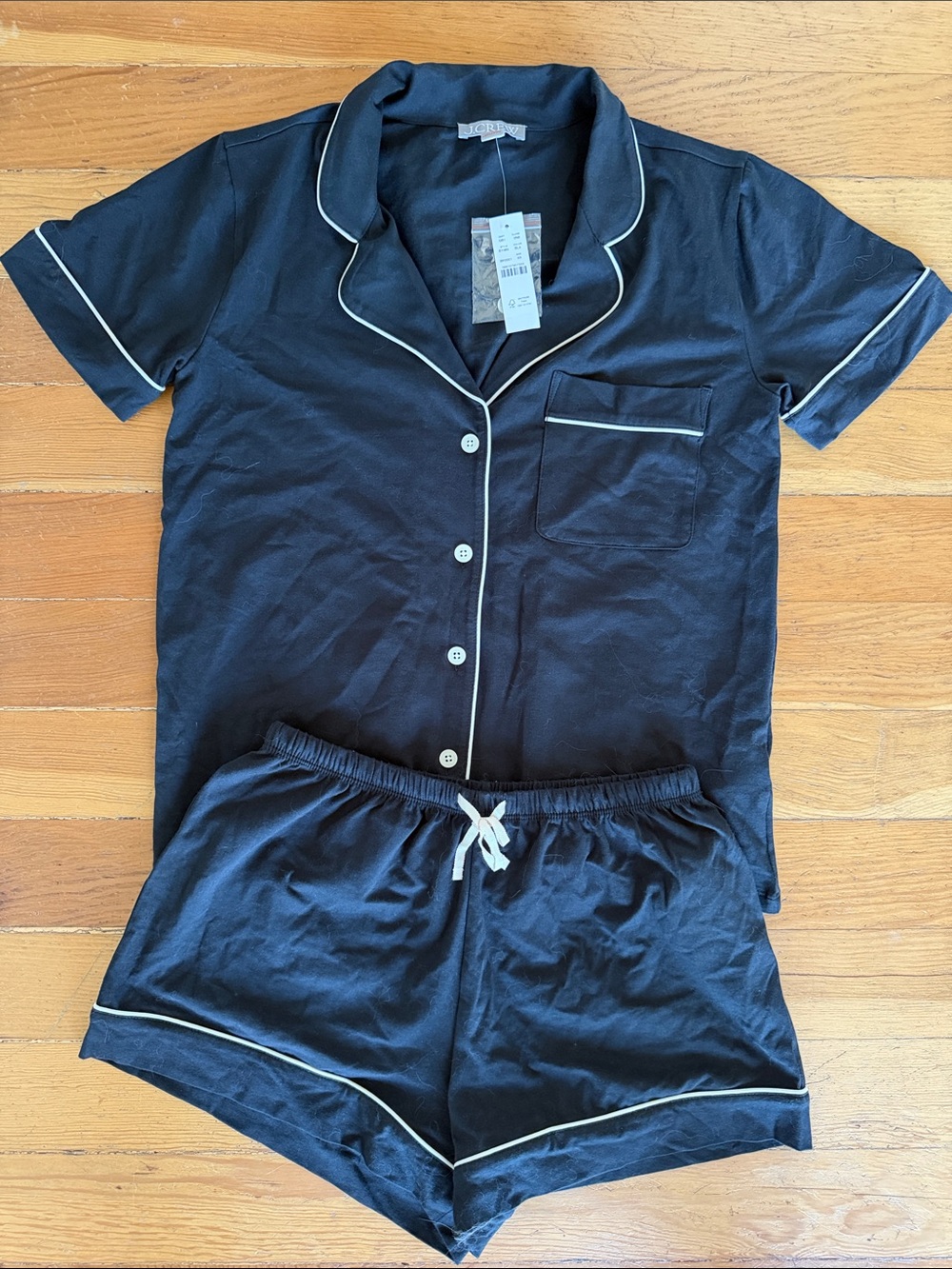 J. Crew Dreamy Cotton Women's Black Short Sleeve Pajama Set XS NWT